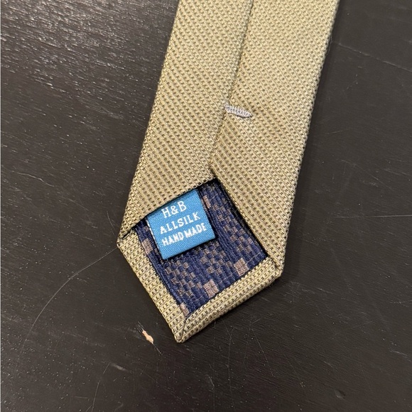 Haines & Bonner Silk Handmade Olive Green Mens Neck Tie - Picture 5 of 9